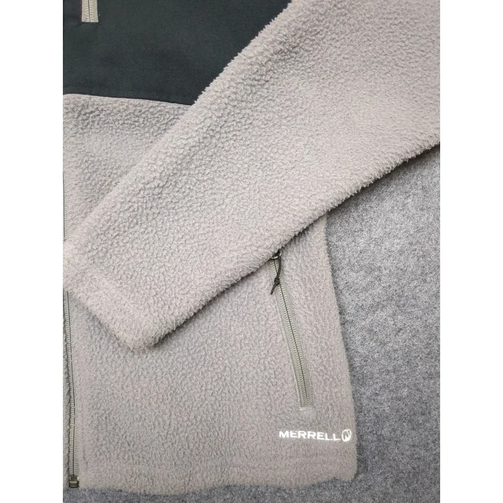 Merrell Fleece Jacket Womens Medium M Gray Full Zip Mock‎ Neck Outdoor
